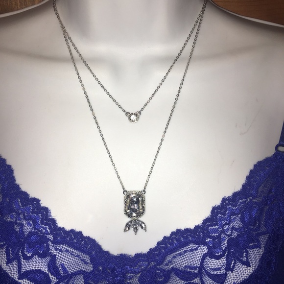 🆕Double crystal pendant necklace NWT - Picture 3 of 7